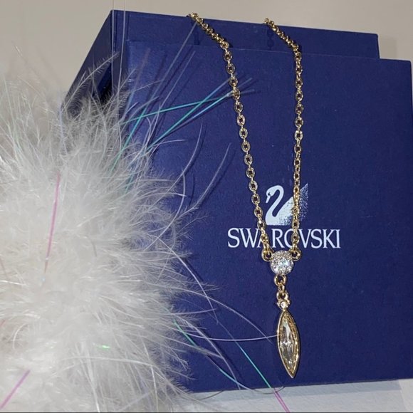 Gold Swarovski Genuine Crystals Necklace
